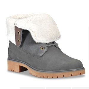 Timberland Jayne Fleece Fold Down Boots dark grey